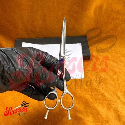 Ambidextrous Handle Up-Curved Pet Grooming Scissors Serrated Blade