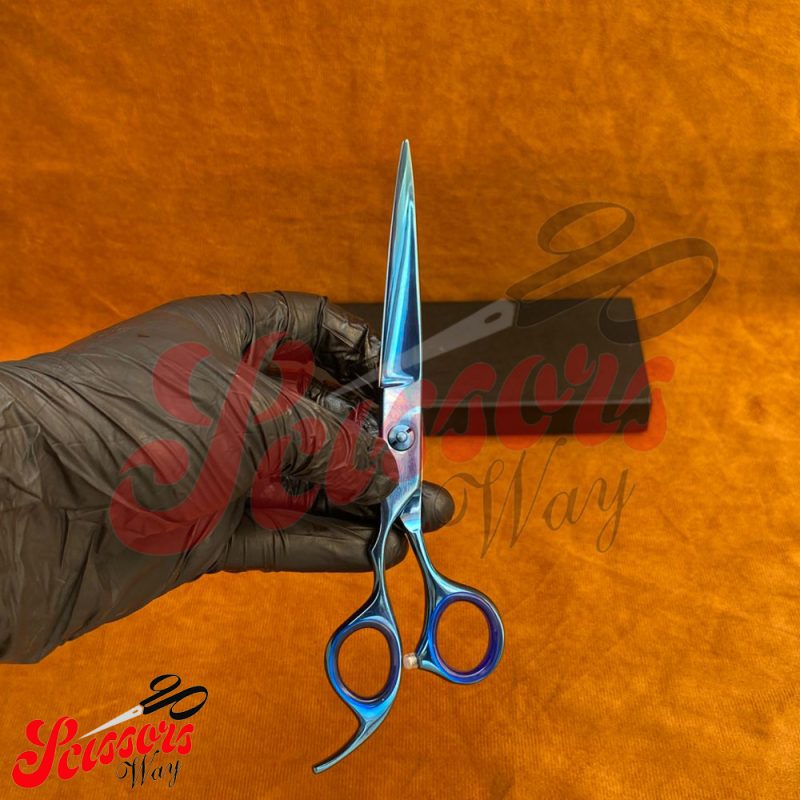 Left Handed Pet Grooming Scissors 440c Plasma Blue